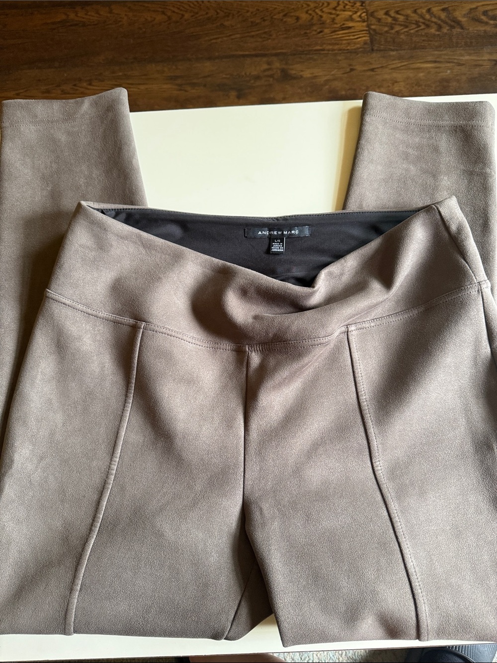 Andrew Marc Taupe Ponte Leggings with Contour Seams